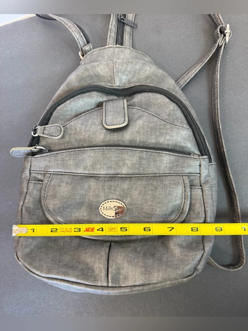 MultiSac Women's Gray Jamie Convertible Backpack/Sling Handbag One Size
